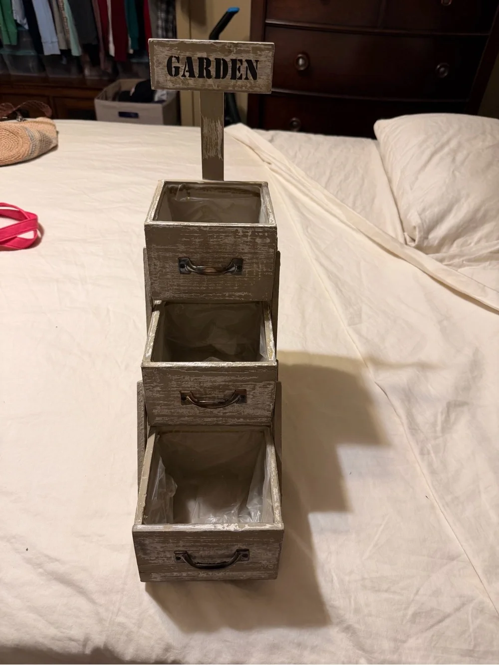 New Rustic Garden Step Planter - Weathered Gray- mini 3 tiered gardening planter